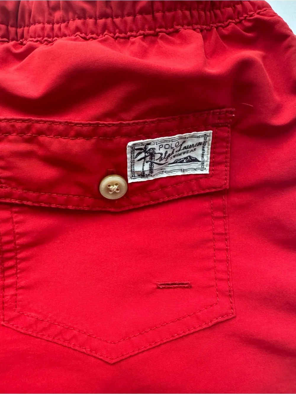Polo by Ralph Lauren Boys M Bright Red Swim Trunks with Contrast Waistband
